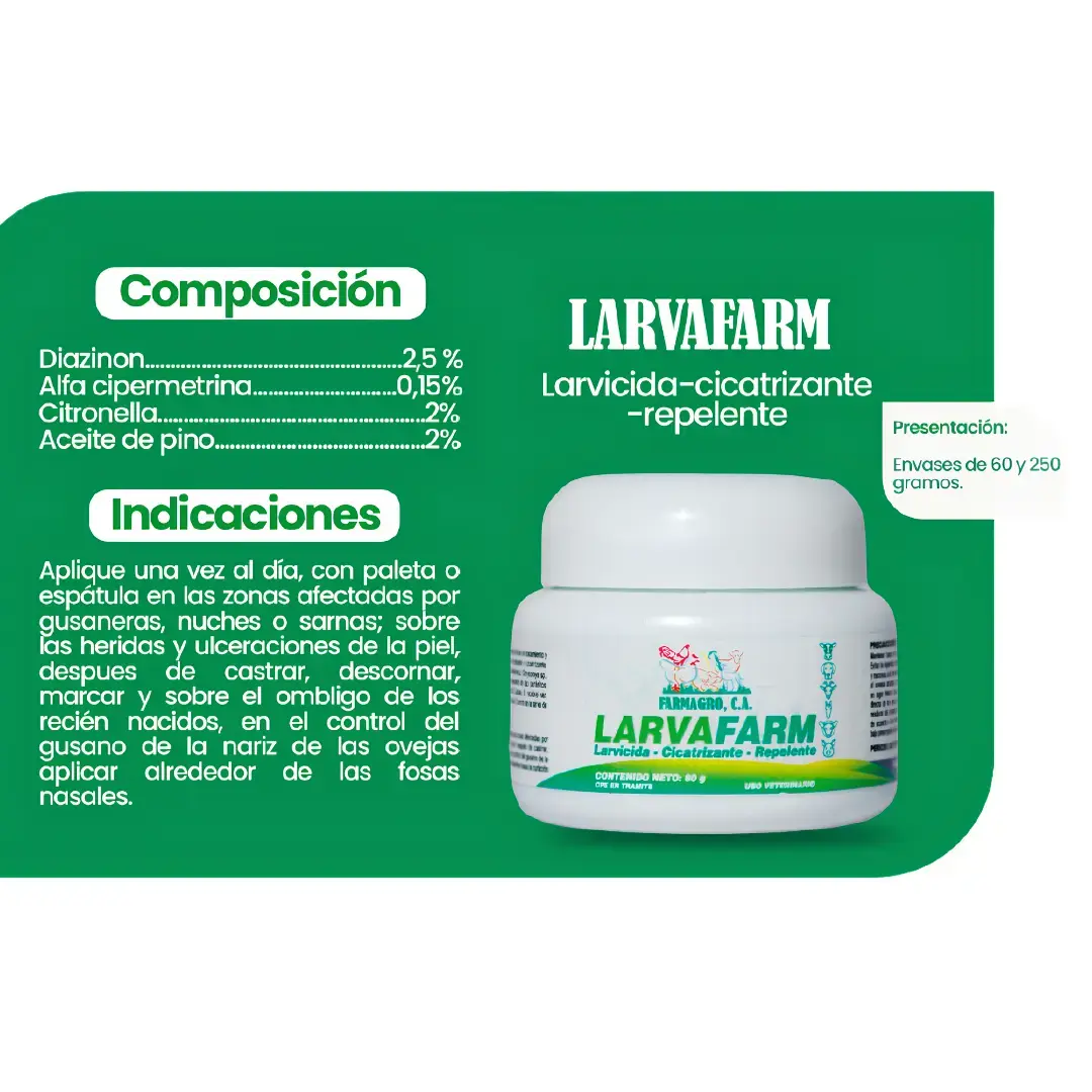 LARVAFARM – LARVICIDA, CICATRIZANTE Y REPELENTE DE USO VETERINARIO